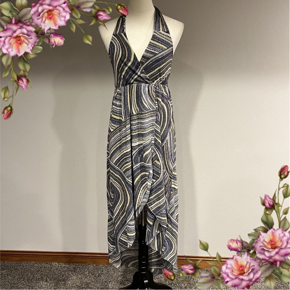 Sweet pea v-neck hi-low fake wrap dress‎